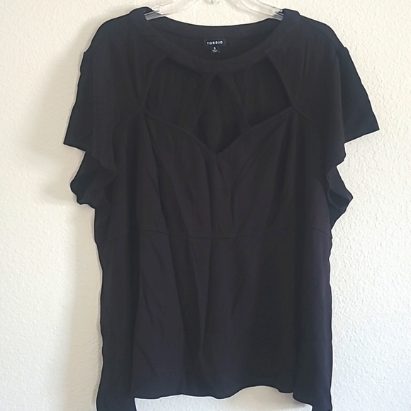 Torrid Black Elegant Lattice Front Peplum Women's Top Size 5 (5X) - Picture 1 of 8